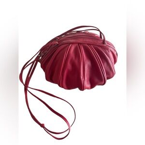 Vintage BRIO Red Leather Circle Sphere Bag